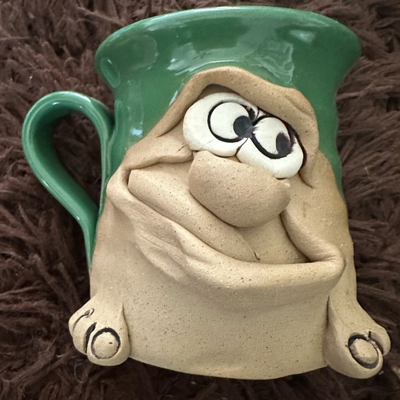 Handcrafted Green and Tan Ceramic Mug - Picture 1 of 5